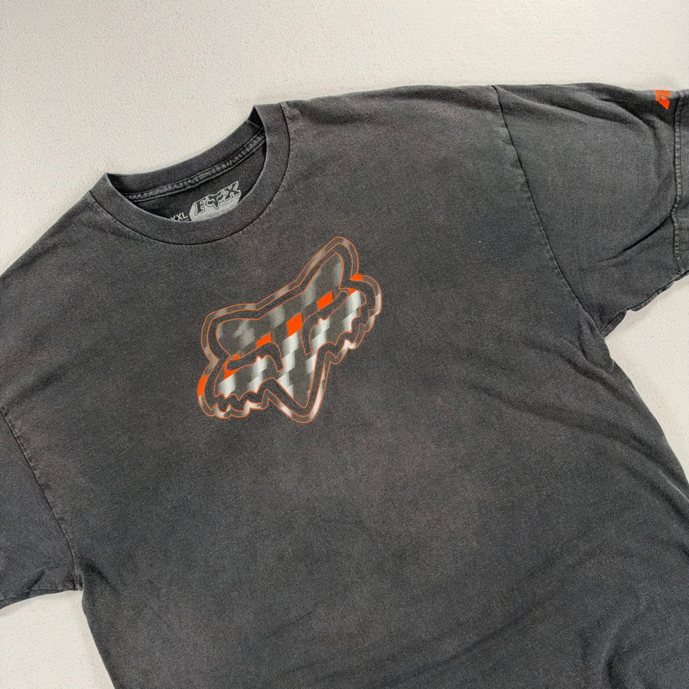 Fox Racing Checkered Graphic Logo T-Shirt XXL Regular Fit Short Sleeve Faded